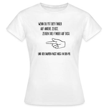 Finger auf andere - Frauen T-Shirt - Weiß - Vorne - AI Model Female 172 dark (172cm)