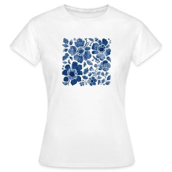 Floral pattern with denim texture – stylish design - Women's T-Shirt - white - Front - AI Model Female 172 dark (172cm)