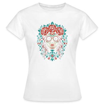 Sugar Skull Floral Crown - Women's T-Shirt - white - Front - AI Model Female 172 dark (172cm)