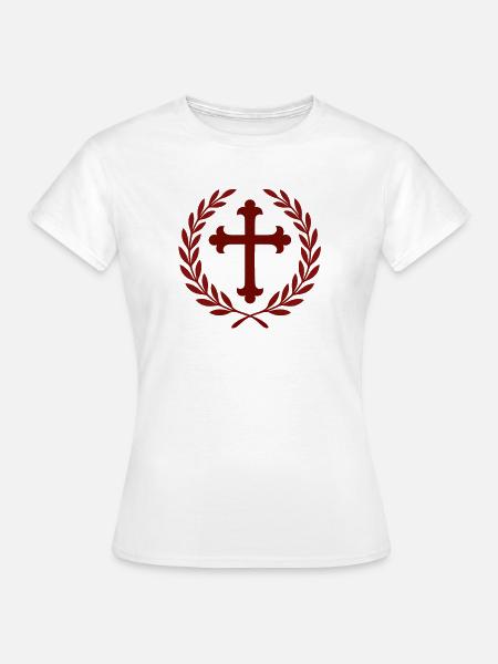 Kreuz im Lorbeerkranz - Frauen T-Shirt - Weiß