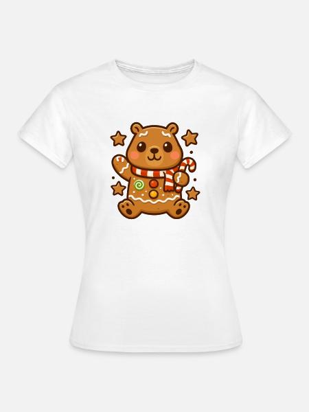 Süßes Lebkuchen Capybara – Kawaii Weihnachtsdesign - Frauen T-Shirt - Weiß