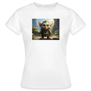 Petite créature verte dans la forêt - T-shirt Femme - blanc - Devant - AI Model Female 172 dark (172cm)