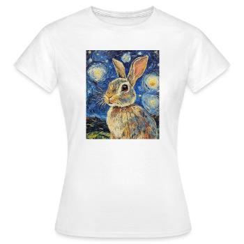 Hase Kaninchen Häschen Van Gogh Style Starry Night - Frauen T-Shirt - Weiß - Vorne - AI Model Female 172 dark (172cm)