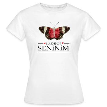 Creative Butterfly Design – Sadece Seninim - Women's T-Shirt - white - Front - AI Model Female 172 dark (172cm)