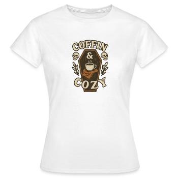 Sarg & gemütliche Kaffeelounge, Halloween - Frauen T-Shirt - Weiß - Vorne - AI Model Female 172 dark (172cm)