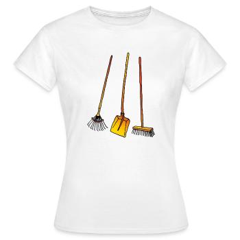 Râteau à feuilles, pelle et balai - T-shirt Femme - blanc - Devant - AI Model Female 172 dark (172cm)