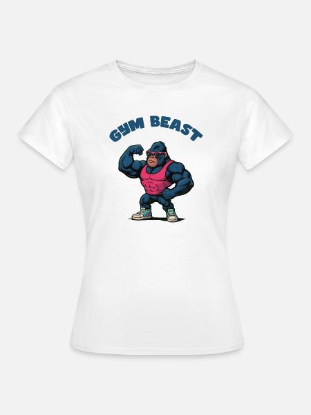 Gorilla Muskeln Cartoon - Frauen T-Shirt - Weiß