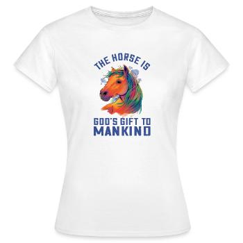 Buntes Pferdeillustration im Aquarell  Pferde Fan - Frauen T-Shirt - Weiß - Vorne - AI Model Female 172 dark (172cm)