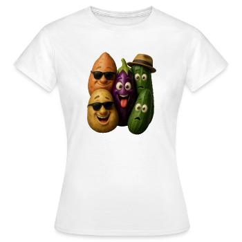 Fröhliche Gemüsehelden Gruppe - Frauen T-Shirt - Weiß - Vorne - AI Model Female 172 dark (172cm)