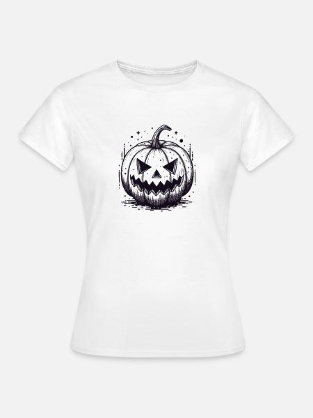 Schwarzer Jackolantern Kürbis - Frauen T-Shirt - Weiß