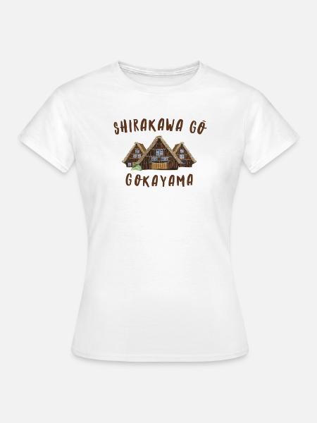 ShirakawaGo Gokayama Häuser, Handzeichnung Japan - Frauen T-Shirt - Weiß