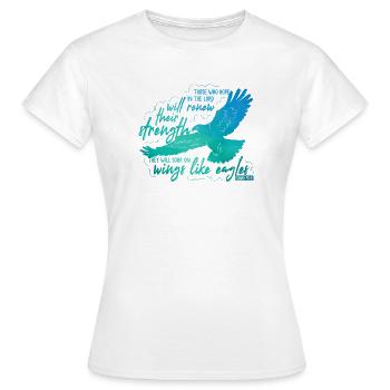 Isaiah 40 31 - soar on wings like eagles Lettering - Frauen T-Shirt - Weiß - Vorne - AI Model Female 172 dark (172cm)