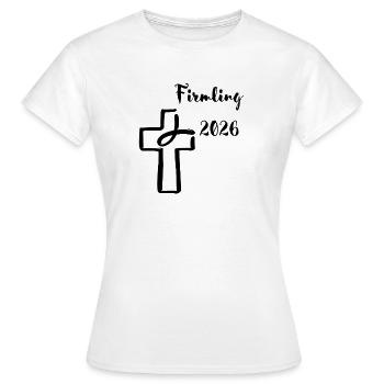 Confirmation 2026 Confirmation Des poissons plongent dans la croix - T-shirt Femme - blanc - Devant - AI Model Female 172 dark (172cm)