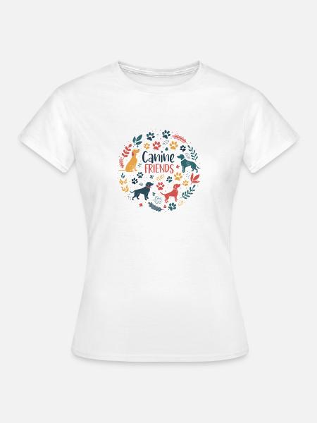 Canine Friends Blumenkreis - Frauen T-Shirt - Weiß