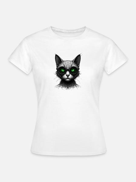 Grüne Augen Computer Programmierer Geek Katze - Frauen T-Shirt - Weiß