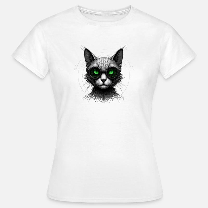 Grüne Augen Computer Programmierer Geek Katze - Frauen T-Shirt - Weiß