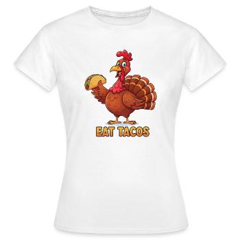 Eat Tacos Cartoon Turkey - Frauen T-Shirt - Weiß - Vorne - AI Model Female 172 dark (172cm)