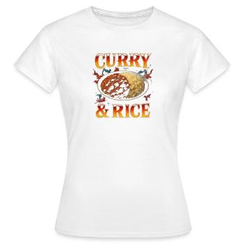 Curry und Reis Lieblingsessen Lustig Seltsam 90er  - Frauen T-Shirt - Weiß - Vorne - AI Model Female 172 dark (172cm)