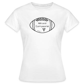 4e Down et Currywurst Football Berlin - T-shirt Femme - blanc - Devant - AI Model Female 172 dark (172cm)