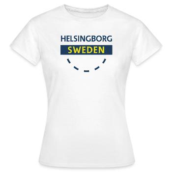 Panneau bleu et jaune de la ville d’Helsingborg - T-shirt Femme - blanc - Devant - AI Model Female 172 dark (172cm)