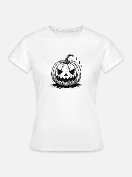Schwarzer Halloween Kürbis - Frauen T-Shirt - Weiß