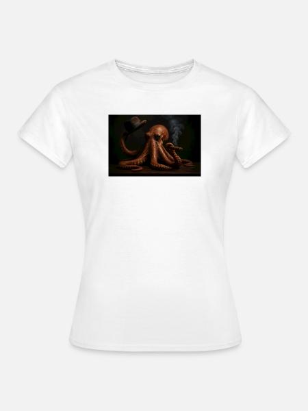Oktopus Smoking Chic Hut - Frauen T-Shirt - Weiß