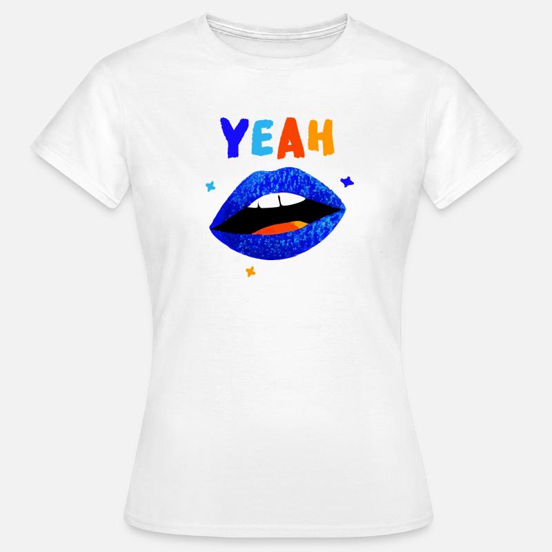 Vibrant Rainbow Lips YEAH - Women's T-Shirt - white