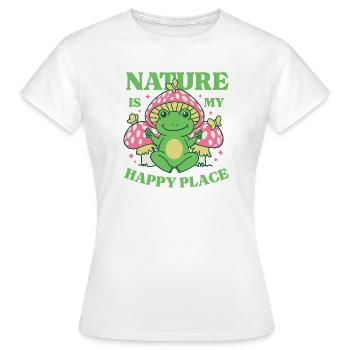Die Natur ist mein glücklicher Ort - Frauen T-Shirt - Weiß - Vorne - AI Model Female 172 dark (172cm)