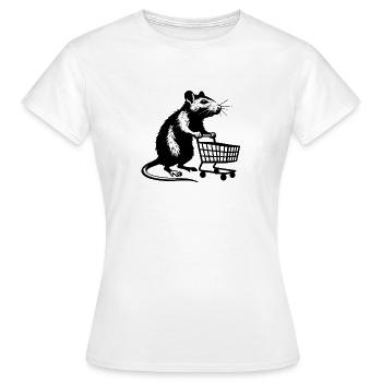 Ratte mit Einkaufswagen - Frauen T-Shirt - Weiß - Vorne - AI Model Female 172 dark (172cm)