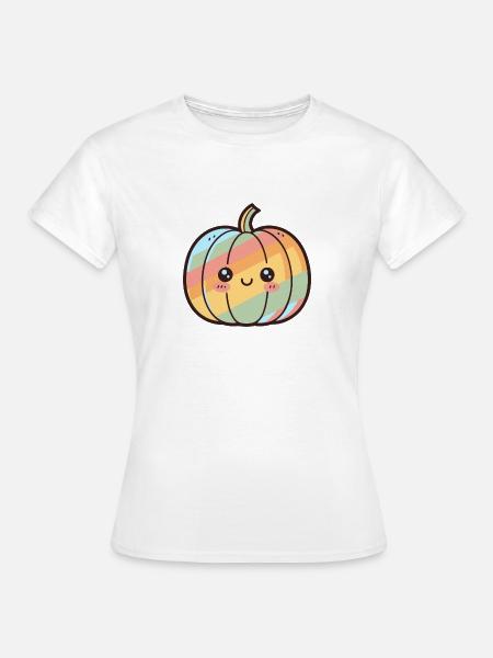 Kawaii Regenbogen Kürbis - Frauen T-Shirt - Weiß