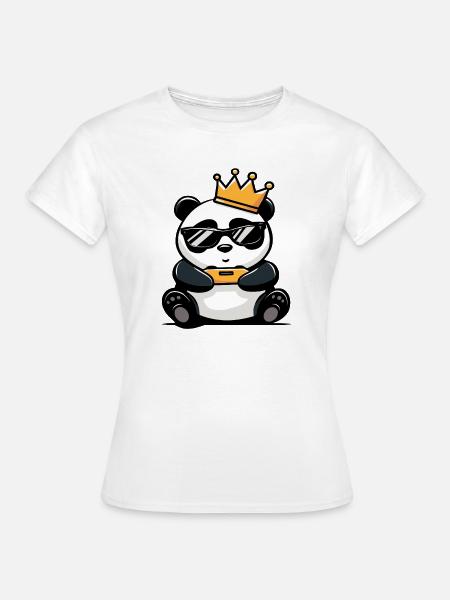 Panda Controller und Krone - Frauen T-Shirt - Weiß