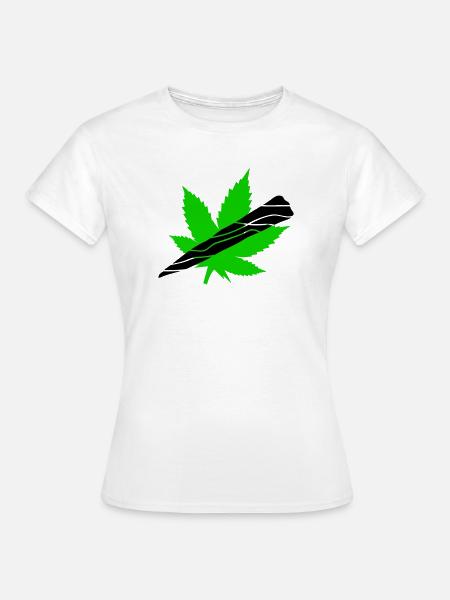 Neon Cannabisblatt Grafik - Frauen T-Shirt - Weiß