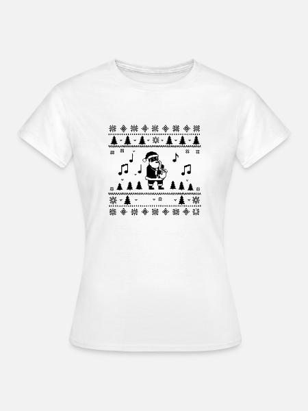 Christmas Man Saxophon Weihnachten - Frauen T-Shirt - Weiß