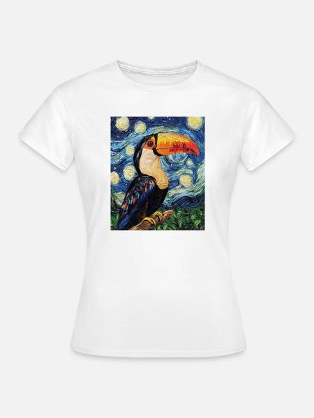 Tukan Vogel Van Gogh Style - Frauen T-Shirt - Weiß