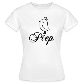 Spatz Piep mit Krone – Piepmatz Vogel Cartoon - Frauen T-Shirt - Weiß - Vorne - AI Model Female 172 dark (172cm)