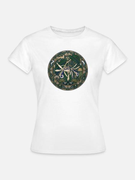 Vanille Orchidee und Blattwerk - Frauen T-Shirt - Weiß
