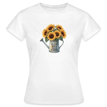Bloom Where You’re Planted Sunflower Design - Women's T-Shirt - white - Front - AI Model Female 172 dark (172cm)
