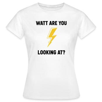 Watt Regardez-vous la conception du boulon - T-shirt Femme - blanc - Devant - AI Model Female 172 dark (172cm)