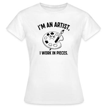 Je travaille en morceaux Palette - T-shirt Femme - blanc - Devant - AI Model Female 172 dark (172cm)