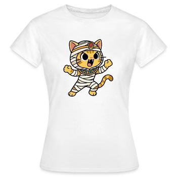 Chat Momie Bandage Aventure - T-shirt Femme - blanc - Devant - AI Model Female 172 dark (172cm)