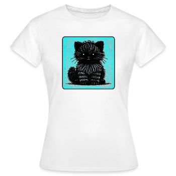 Fuzzy cat (cyan) - Women's T-Shirt - white - Front - AI Model Female 172 dark (172cm)