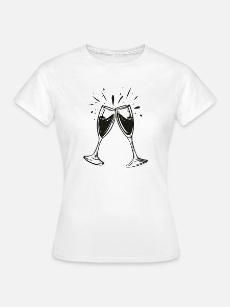 Sekt-Prosecco-Glas-black - Frauen T-Shirt - Weiß