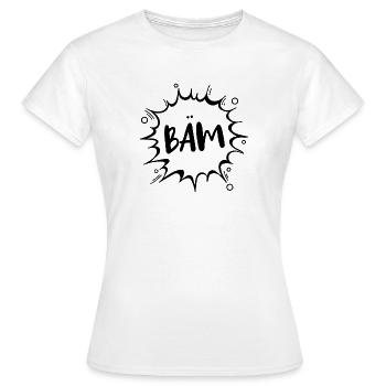 « BAM » - T-shirt Femme - blanc - Devant - AI Model Female 172 dark (172cm)