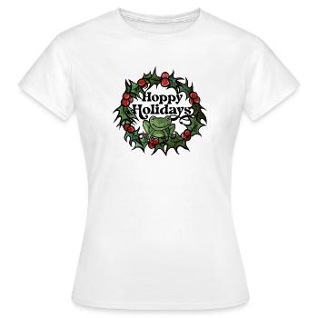 Frog in Holly Wreath - Women's T-Shirt - white - Front - AI Model Female 172 dark (172cm)