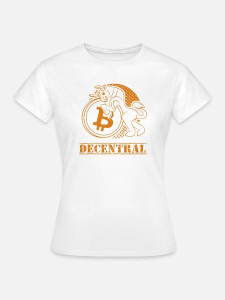 Decentral – Klassisches Bitcoin Design - Frauen T-Shirt - Weiß