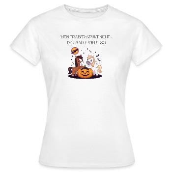 Halloween Trotter Horses Saying Quote - Women's T-Shirt - white - Front - AI Model Female 172 dark (172cm)