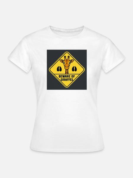 Giraffen-Warnschild - Frauen T-Shirt - Weiß