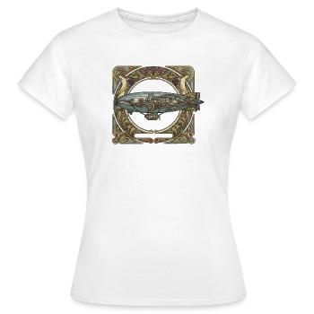 Luftschiff im Jugendstilrahmen - Frauen T-Shirt - Weiß - Vorne - AI Model Female 172 dark (172cm)