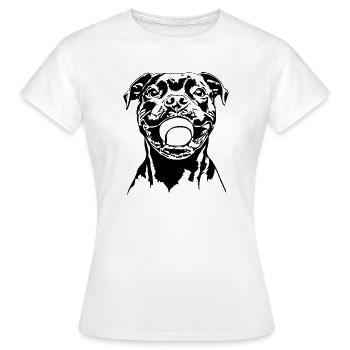 Staffordshire Bull Terrier Ball Junkie Wilsigns - T-shirt Femme - blanc - Devant - AI Model Female 172 dark (172cm)