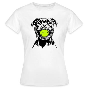 Staffordshire Bull Terrier Ball Junkie Wilsigns - T-shirt Femme - blanc - Devant - AI Model Female 172 dark (172cm)
